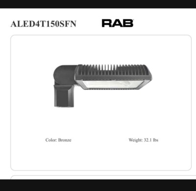 RAB ALED Slipfitter Outdoor Area Light Type IV 150Watts