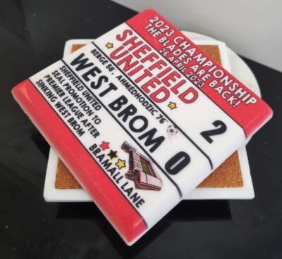 Sheffield United 2023 Championship, Sheffield UTD 2 V 0 West Brom Marmor Untersetzer