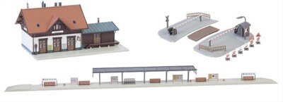 239001 Faller N 1:160, Bahnhof-Set Mühlheim mit Bahnübergang, GMK Modellbau
