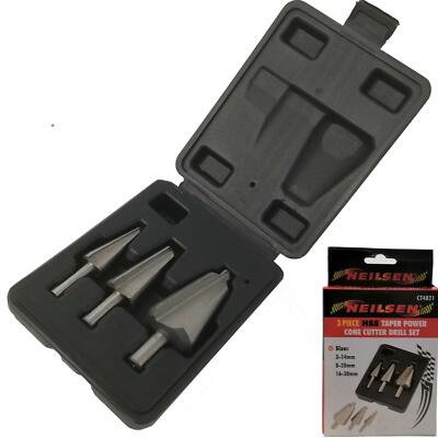 Neilsen 3tlg HSS Metall Loch Kegelschneider Kegelbohrer Set 3mm bis 30mm Bits