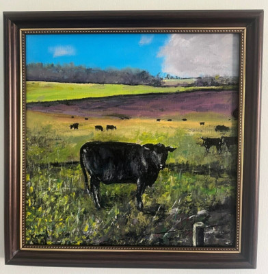 Die Farm in Wiltshire Acryl auf Leinwand 30x30 cm Gemälde direkt vom Künstler