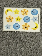 Rare Vintage Smile Makers Sun Moon And Planets And Stars Sticker Sheet