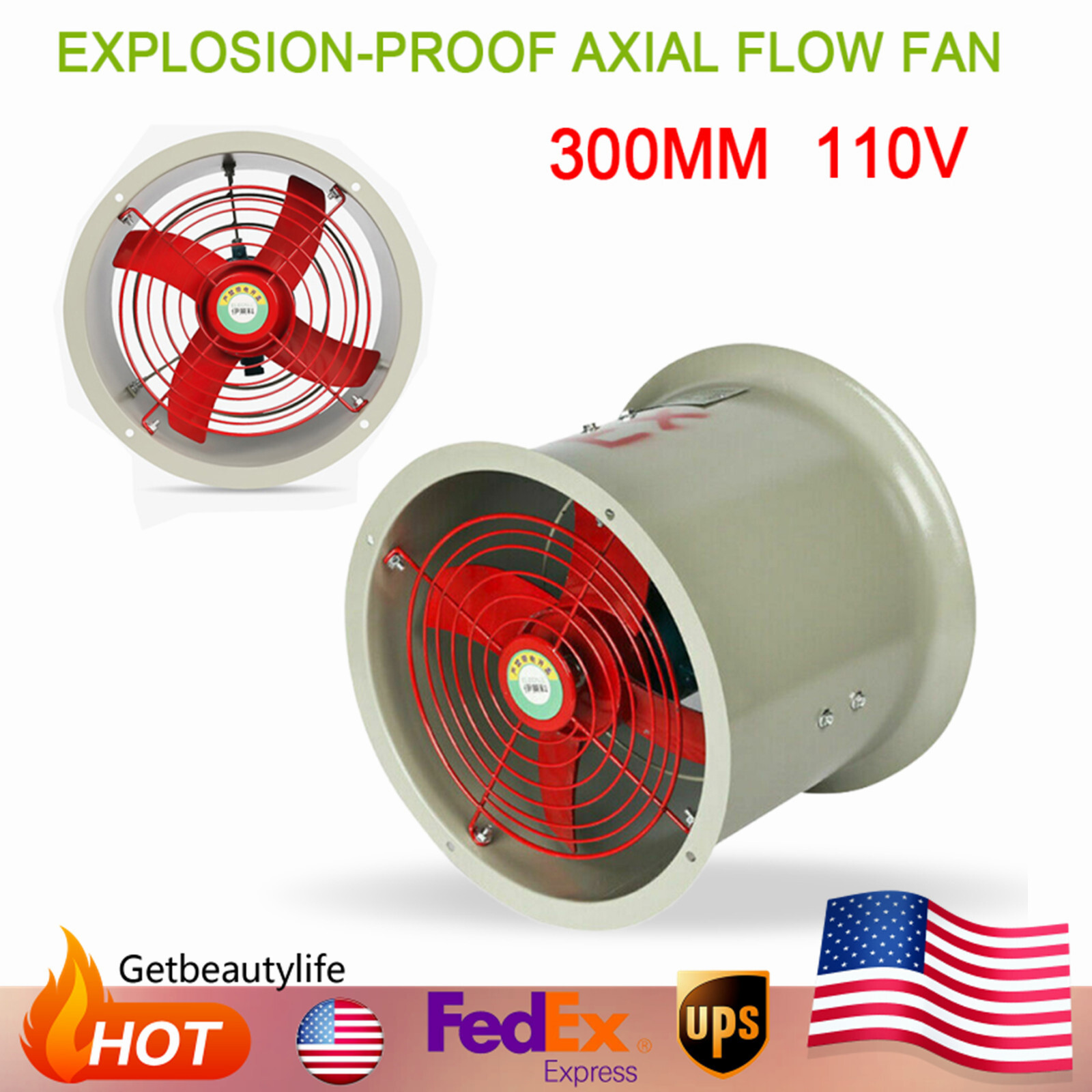Explosion-proof Axial Flow Fan Pipeline Exhaust Fan 300mm 1450rpm New