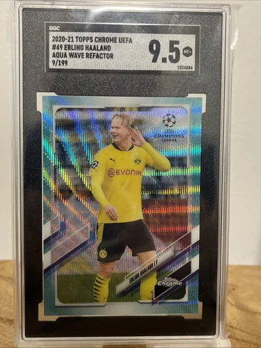 2020-21 Topps Chrome UCL - Aqua Refractor #49 Erling Haaland /199