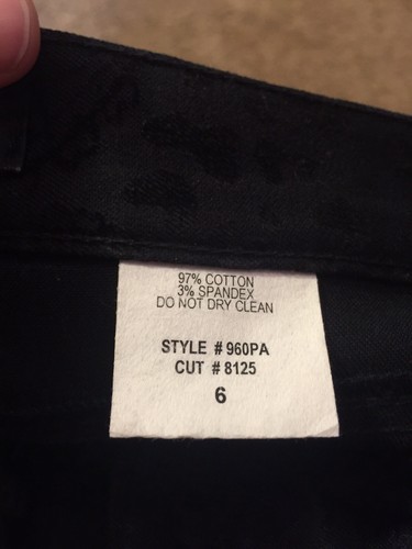 Women's VGUC RARE MESMERIZE Sz 6 Black Paisley Print Straight Leg Pants - Picture 8 of 8