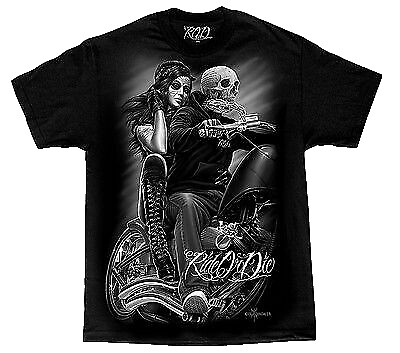 T-shirt Motard Outlaw Skull Gildan Neuf - Message "Soutenez Vos Hors-la-loi Locaux" | T-shirt Coton Coupe Regular
