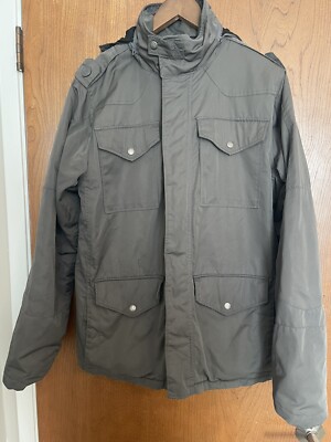 I. Spiewak & Sons Hooded Parka Gray Quilted Warm Mens Sz S Zip Front