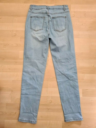 Hot & Delicious Denim Jacket Vest Pants Matching Holes Rhinestone Fringe Large L - Picture 11 of 11