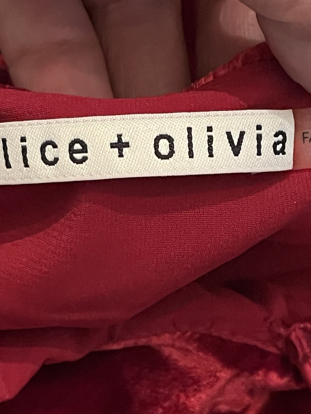 ALICE + OLIVIA Velvet Solid Deep Ruby Red Ruffle … - image 6