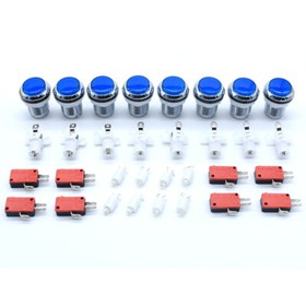 8 Pcs 30mm Arcade Chrome Plated 12V Illuminated LED Push Buttons MAME JAMMA Game