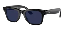 RAY-BAN Meta Wayfarer RW4006 Sunglasses Shiny Black/Transitions Blue Size M