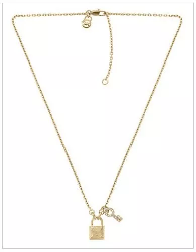 Michael Kors Jewellery Michael Kors Premium Sterling Silver & Rose Gold  Tone MK Necklace 16-18