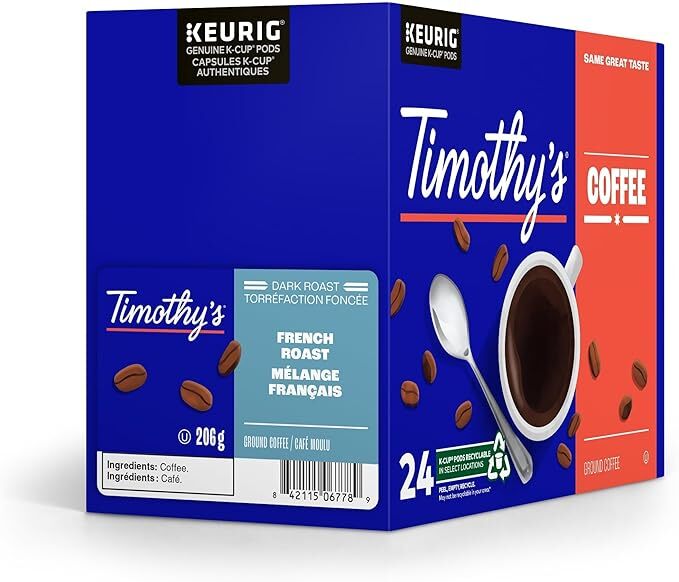 Timothy's French Roast Coffee 24 to 144 Keurig K cups Pick Any Size FREE SHIP