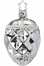 Inge-Glas Silver Cone 10035S021 German Glass Christmas Ornament