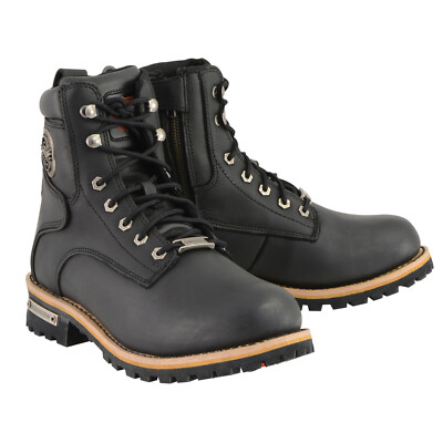 靴 TOE LACE UP LEATHER BOOTS / Black Mens High Support Black Leather Lace To Toe Boots, Size