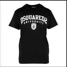 DSQUARED2 Men's Black University Logo Crew Neck T Shirt £195 Authentic