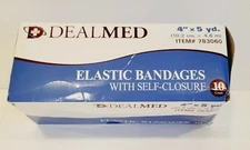 Dealmed 4" x 5 Yard Elastic Bandage Wrap With Self-Closure 10 Bandages No Latex