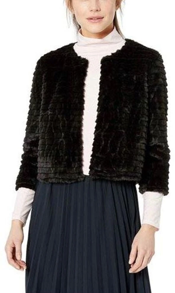 Calvin klein black cheap faux fur jacket