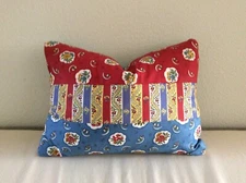 Pierre Deux Pillow Red Rouge Blue Yellow Avignonet French Country Toile Check
