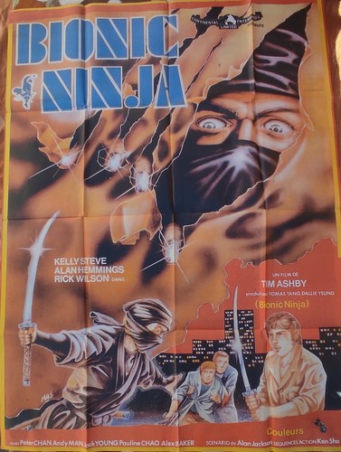 Bionic Ninja Movie Poster 1986 Fold-out Original Film 2-Sheet Martial Arts 61"45