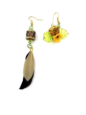 murano glas ohrringe Feder + Blumen