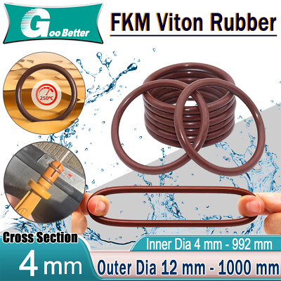 Metric Vitons Rubber FKM O Ring Seals 4mm Cross Section 4-994mm ID Brown o-ring