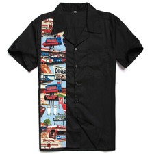 Vintage Style Pattern Contrast Casual Men Shirts ST110carEvent, L