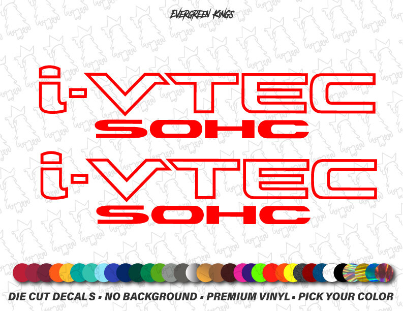 i-VTEC SOHC x2 Decals for Civic Jazz Accord Fit TL FG FD FK FN K J