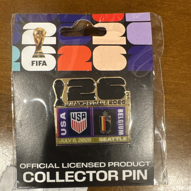 FIFA World Cup 2026 Officially Licensed USA vs Belgium Pin Seattle 7/6/26
