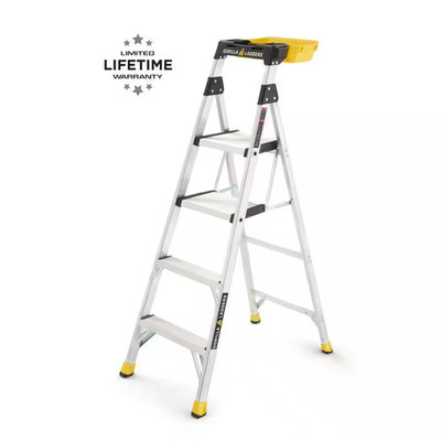 5.5 Ft. Aluminum Dual Platform Heavy-Duty Ladder with Project Bucket(10 Ft. Reac