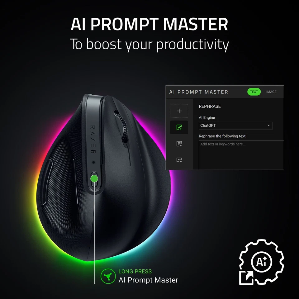 Razer Pro Click V2 - Right-Handed Ergonomic Wireless Productivity Gaming Mouse - - Image 3 of 4