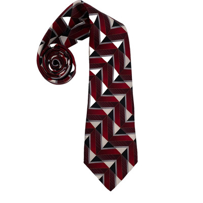 Stafford Tie Mens Silk Red Silver Black White Executive Geometric Euc