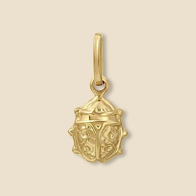 14K Gelbgold Marienkäfer Charm massiv Gold Marienkäfer Anhänger zierlicher Glücksschmuck