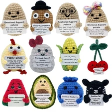 12Pcs Positive Crochet Potato Animals Doll Emotional Cheer Up Support Gifts f...