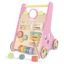 Wooden Baby Walker for Girls with Wheels, Push Walker for Girl 12 Months, Pin...