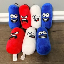 7pc Oriental Trading Expressive Fireworks Plush Set Red White Blue