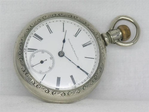 ANTIQUE 1888 ELGIN 18S GRADE 73 "TURNIP" POCKET WATCH, SILVEROID CASE, RUNNING!