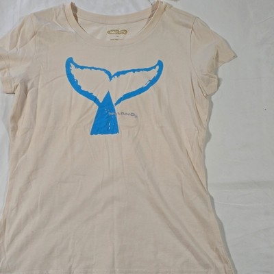 Blue Whale Tail Crazy Shirts Coconut Dyed Cream T-shirt Tee extra small