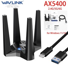 WAVLINK USB 3.0 WiFi 6E Wireless Adapter AX5400 Triple-Band Built-in Driver WPA3