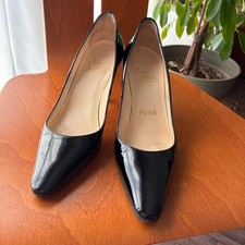 Rare Christian Louboutin BLACK PATENT Heels Size 35 EU Pre-owned w/Box  Dustbag