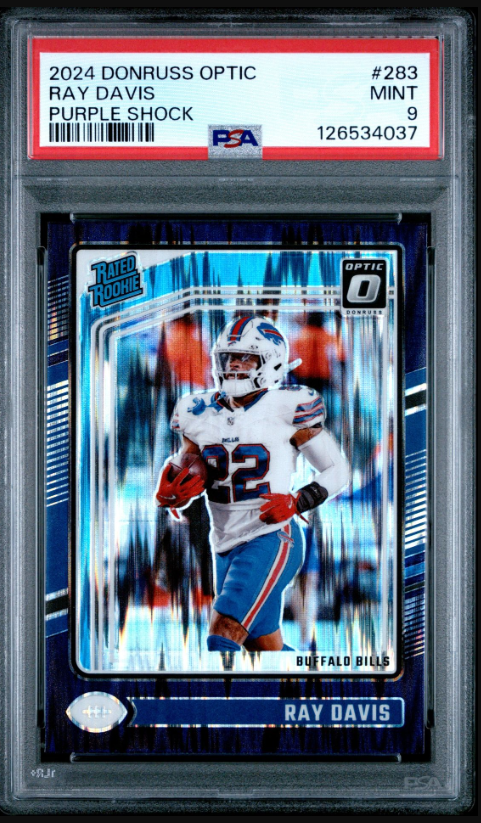 2024 Panini Donruss Optic - Rated Rookie Ray Davis #283 Purple Shock Prizm (RC)