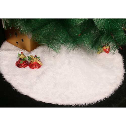 78 cm White Plush Christmas Tree Skirt Apron Decoration Mat for Xmas - Picture 12 of 12