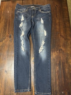 Twentyone Black Rue 21 Womens Low Rise Jegging  Flex Distressed Jeans Sz 9/10
