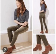 Ann Taylor LOFT Modern Ankle Zip Corduroy Skinny Pants Cords Green EUC 8