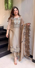 Women Suit Set Embroidered Suit Set Kurta Pant Dupatta Wedding Party Wear