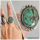Vtg 1.25” Navajo Native American Sterling Silver Turquoise Beadwork Ring Sz 8.75