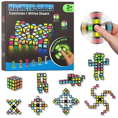 Magnetic Fidget Spinner Mini-38 Blocks, Glow Magnet Cube & Transformable Fidg...
