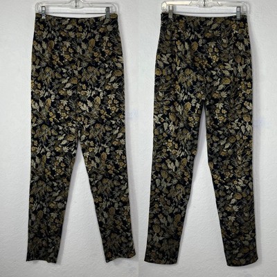 Dana Buchman Brocade Leaf Print in Lurex Thread Dress Pants Size 6, Cocktail