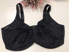 Plus Parfait Womens Black Lace Bra Underwire Support 38G Sheer Sexy Metal Accent