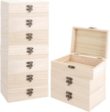 12 PCS Unfinished Wooden Box with Hinged Lid and Front Clasps 6X4X2 Inch Small W